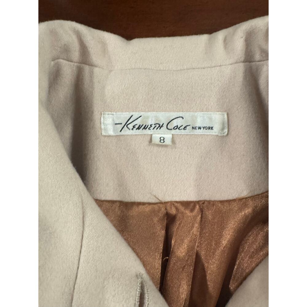Kenneth Cole New York Wool Blend Belted Coat Women’s Size 8 Cream Peacoat - Picture 6 of 15